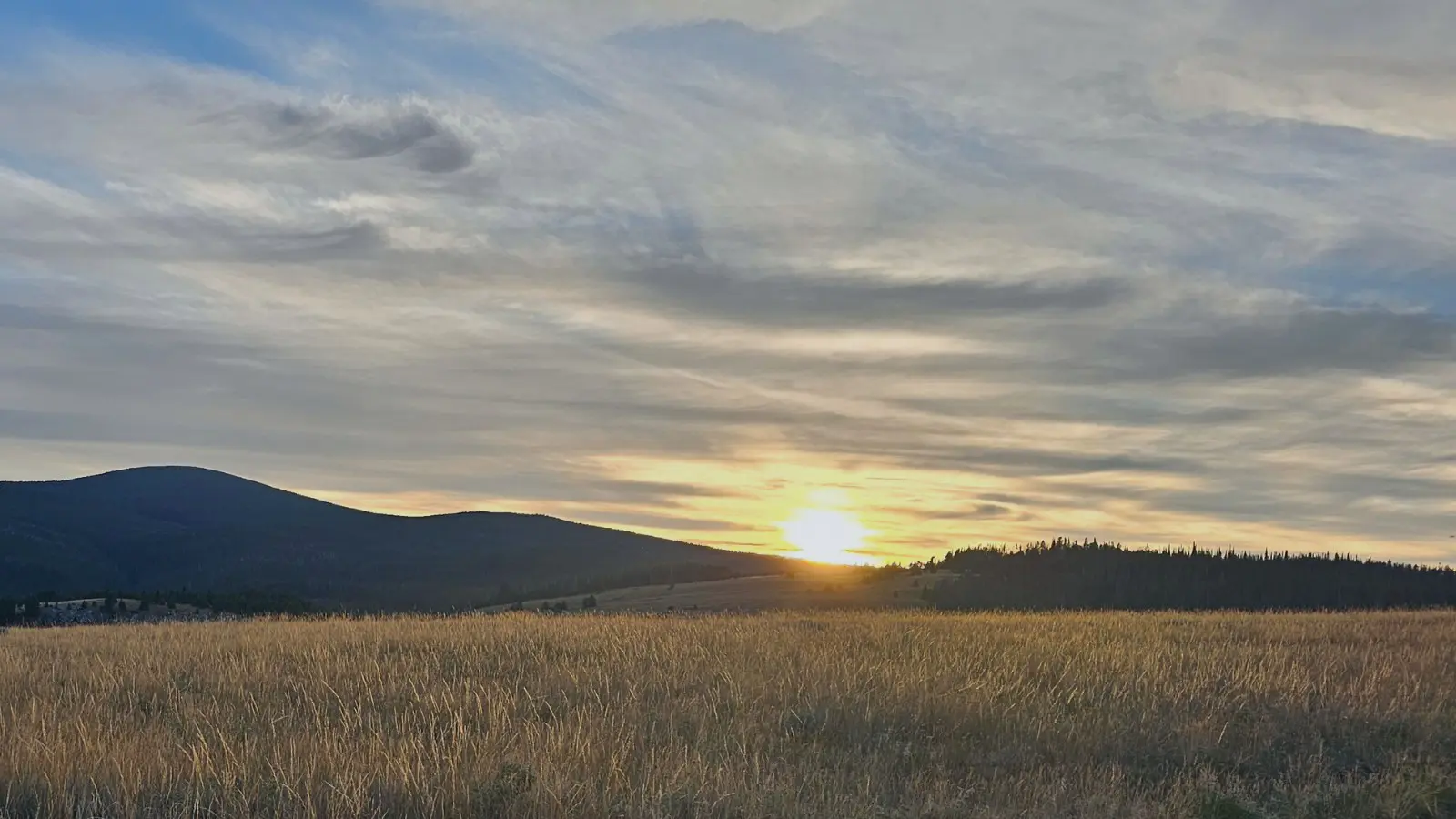 Montana prairie sunset with mountains and open grassland near Billings